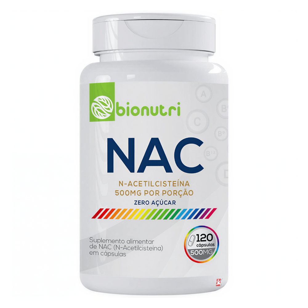NAC N-acetilcisteína Bionutri 500mg Na Porção 120 Cápsulas