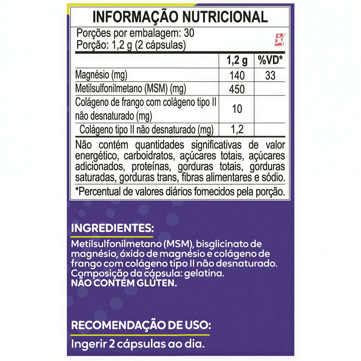 Maltta Articular Colágeno Tipo 2 + MSM + Magnésio Maltta Nutrition 60 Cápsulas
