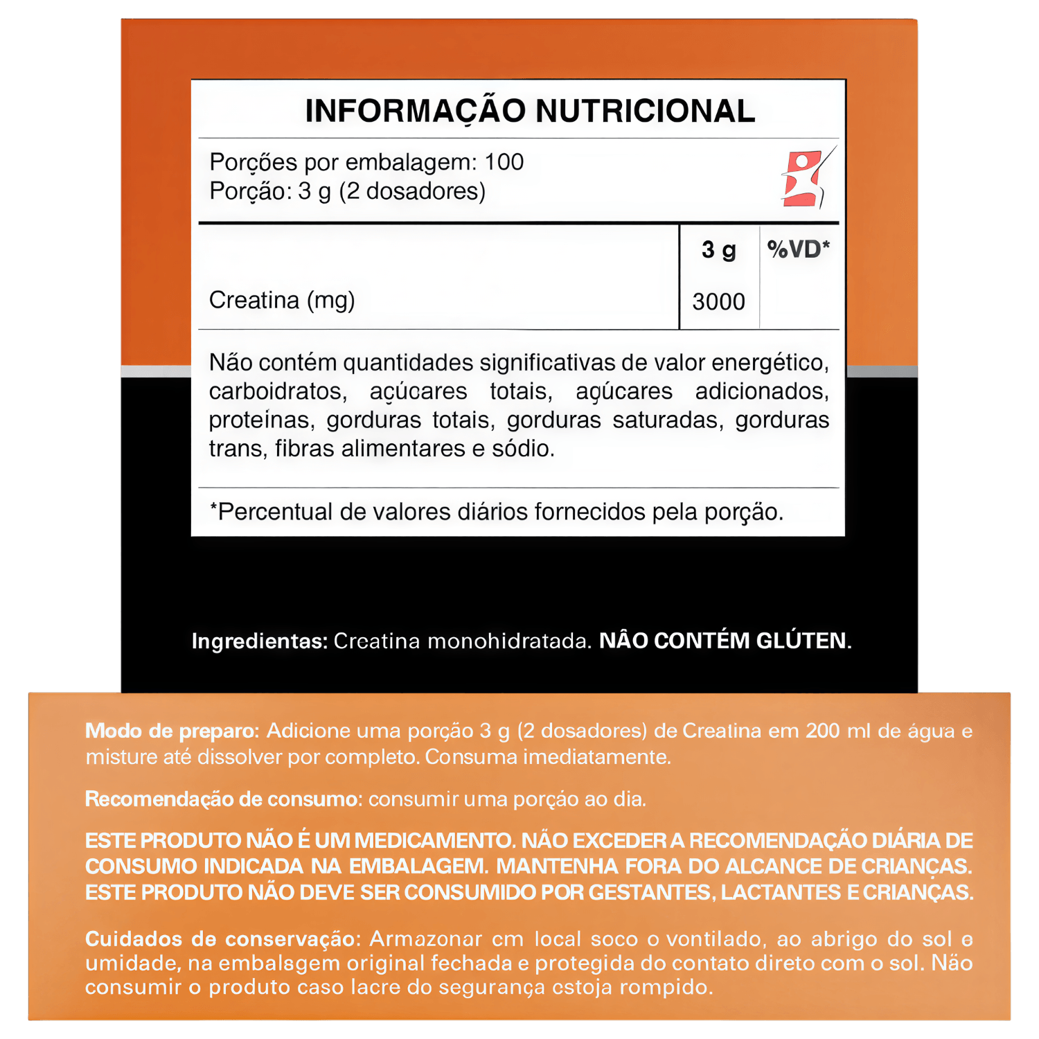 Creatina Monohidratada 100% Pura Take Care Sem Sabor 300g
