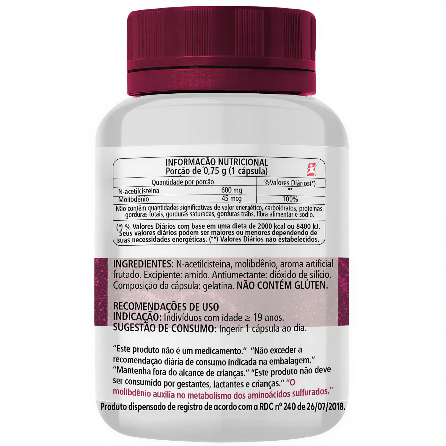 Acetilcisteina Nac + Molibdênio Clinicmais 600mg 30 Cápsulas