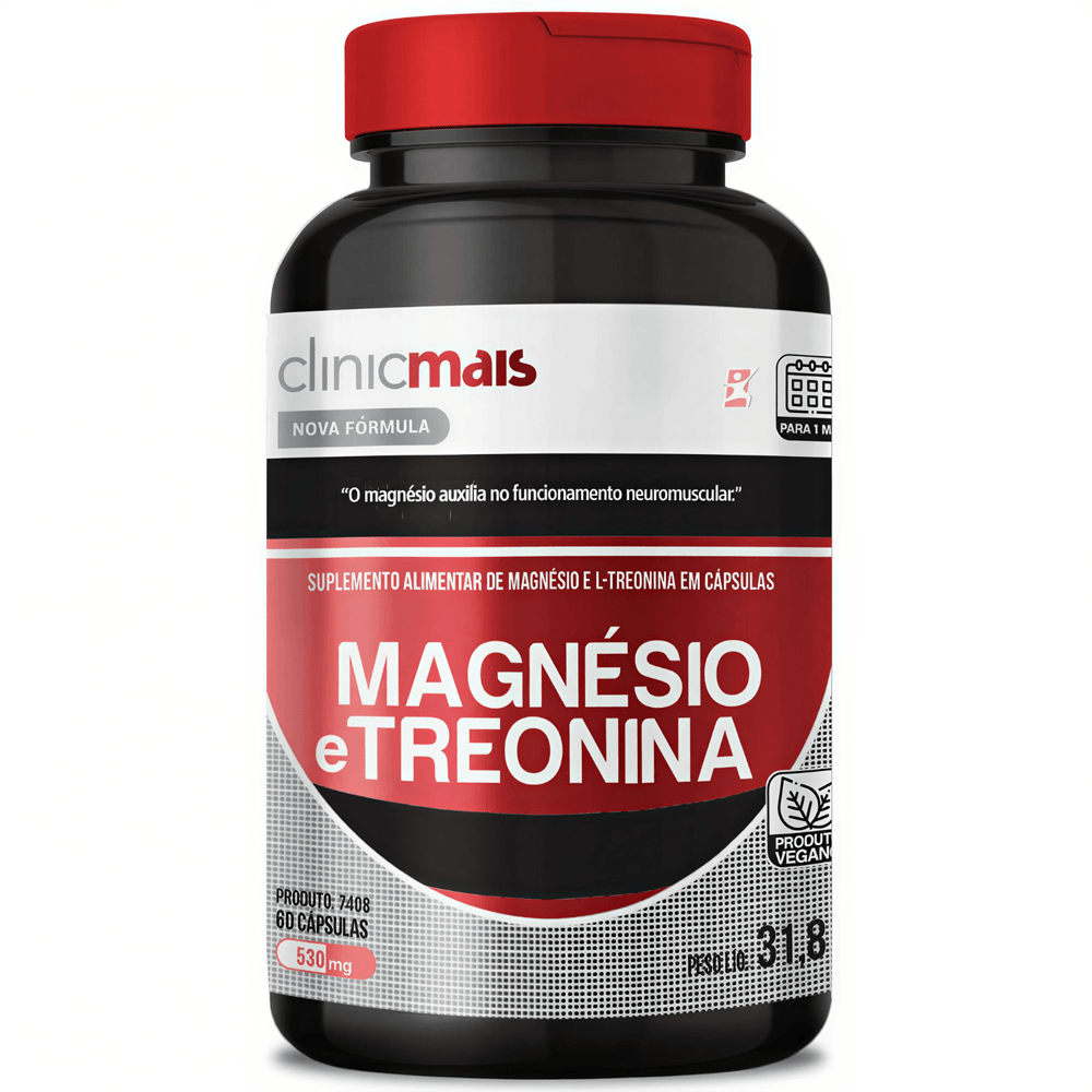 Magnesio E Treonina Vegano Clinicmais 60 Cápsulas