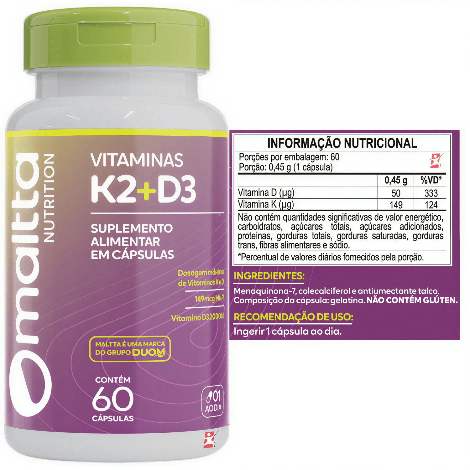 Vitamina K2 + D3 Maltta Nutrition 60 Cápsulas