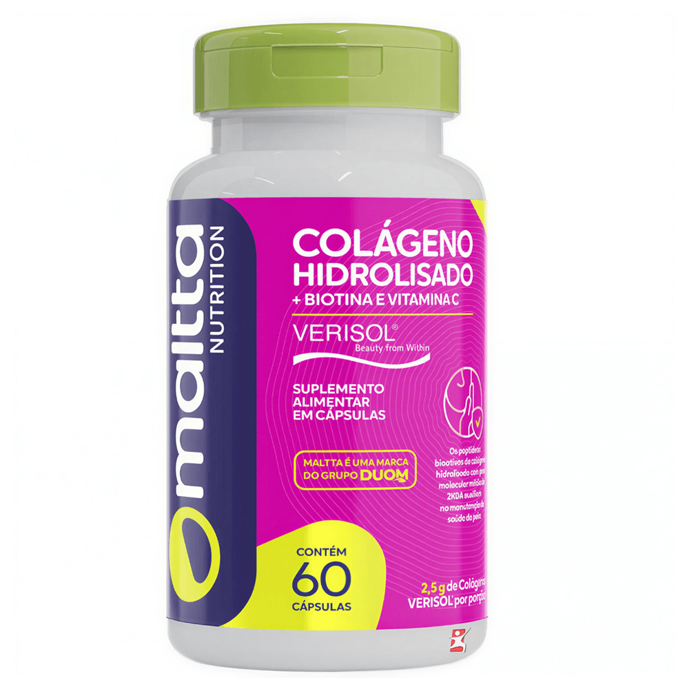 Colágeno Hidrolisado Verisol + Biotina + Vitamina C Maltta Nutrition 60 Cápsulas