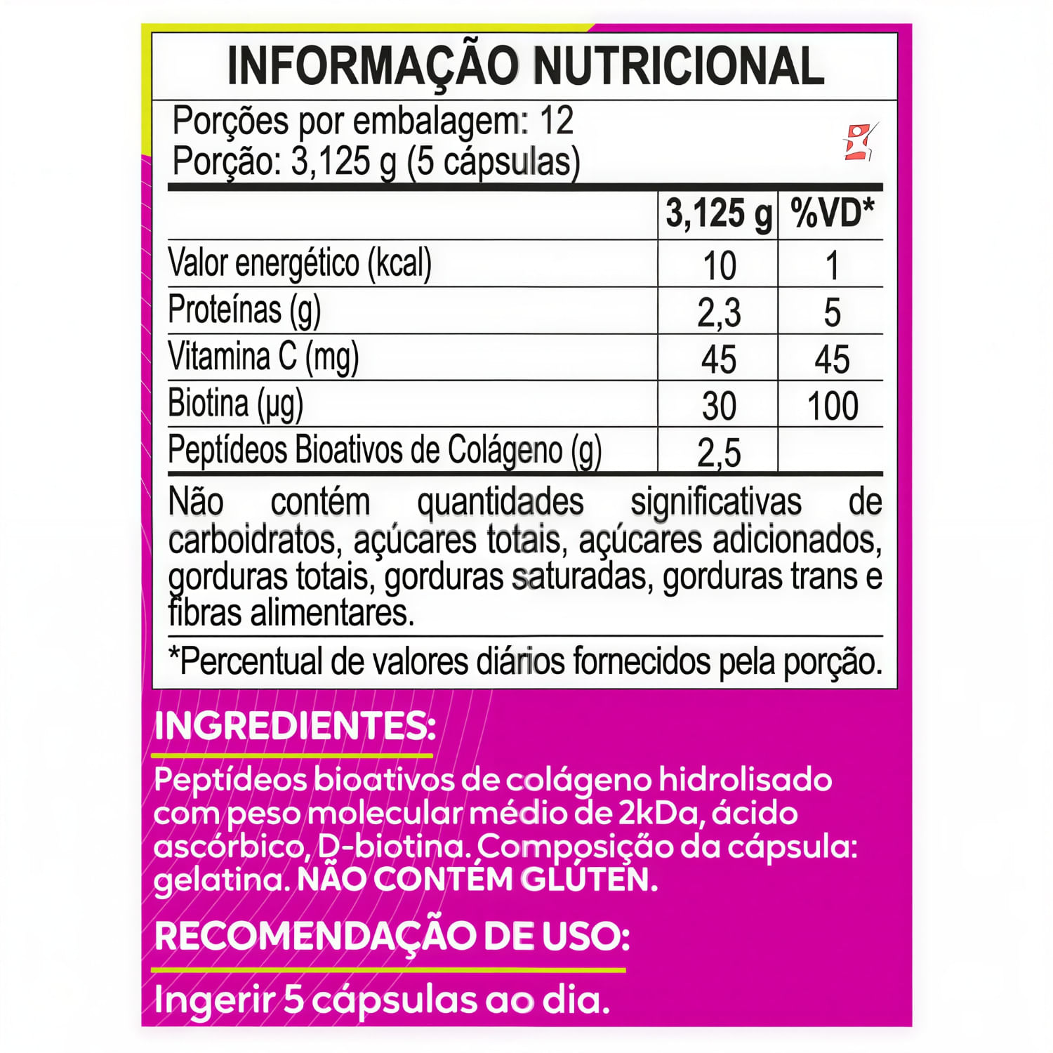 Colágeno Hidrolisado Verisol + Biotina + Vitamina C Maltta Nutrition 60 Cápsulas
