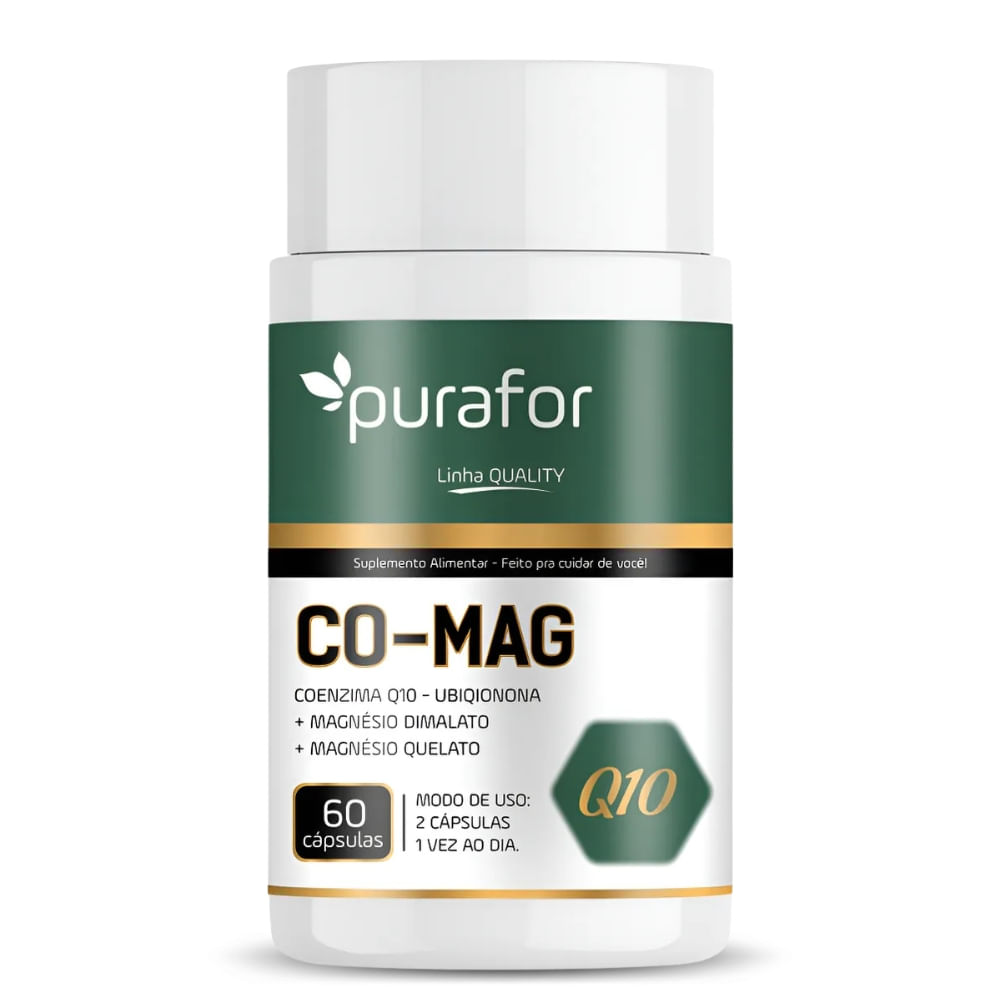 Coenzima Q10 Com Magnésio 60 Cápsulas 500mg Purafor