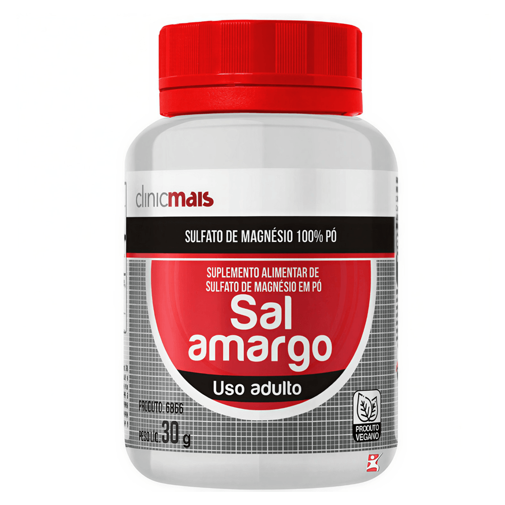 Sal Amargo Vegano Sulfato De Magnésio 100% Em Pó Clinicmais 30g