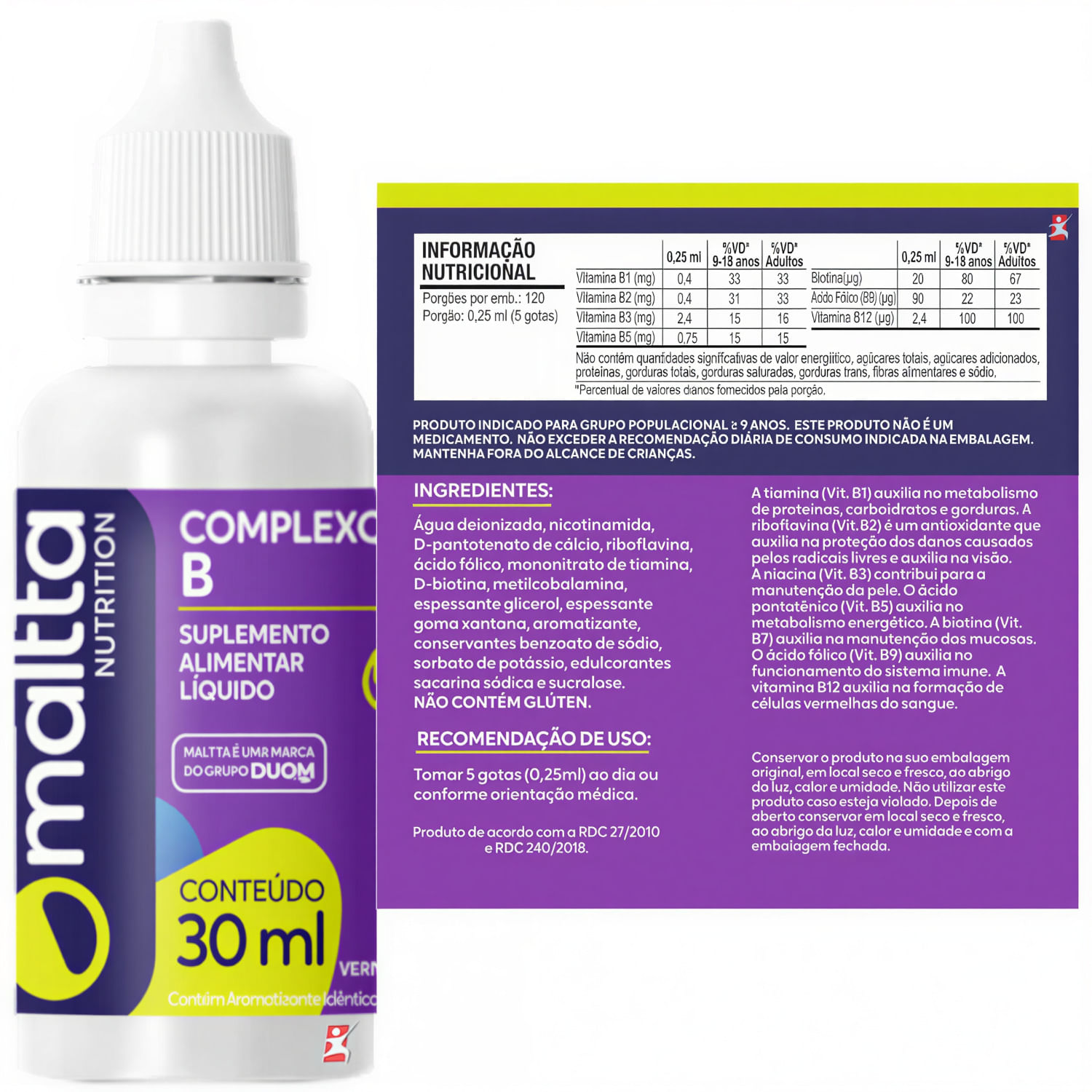 Complexo B 7 Vitaminas Maltta Nutrition Frutas Vermelhas Gotas 30ml