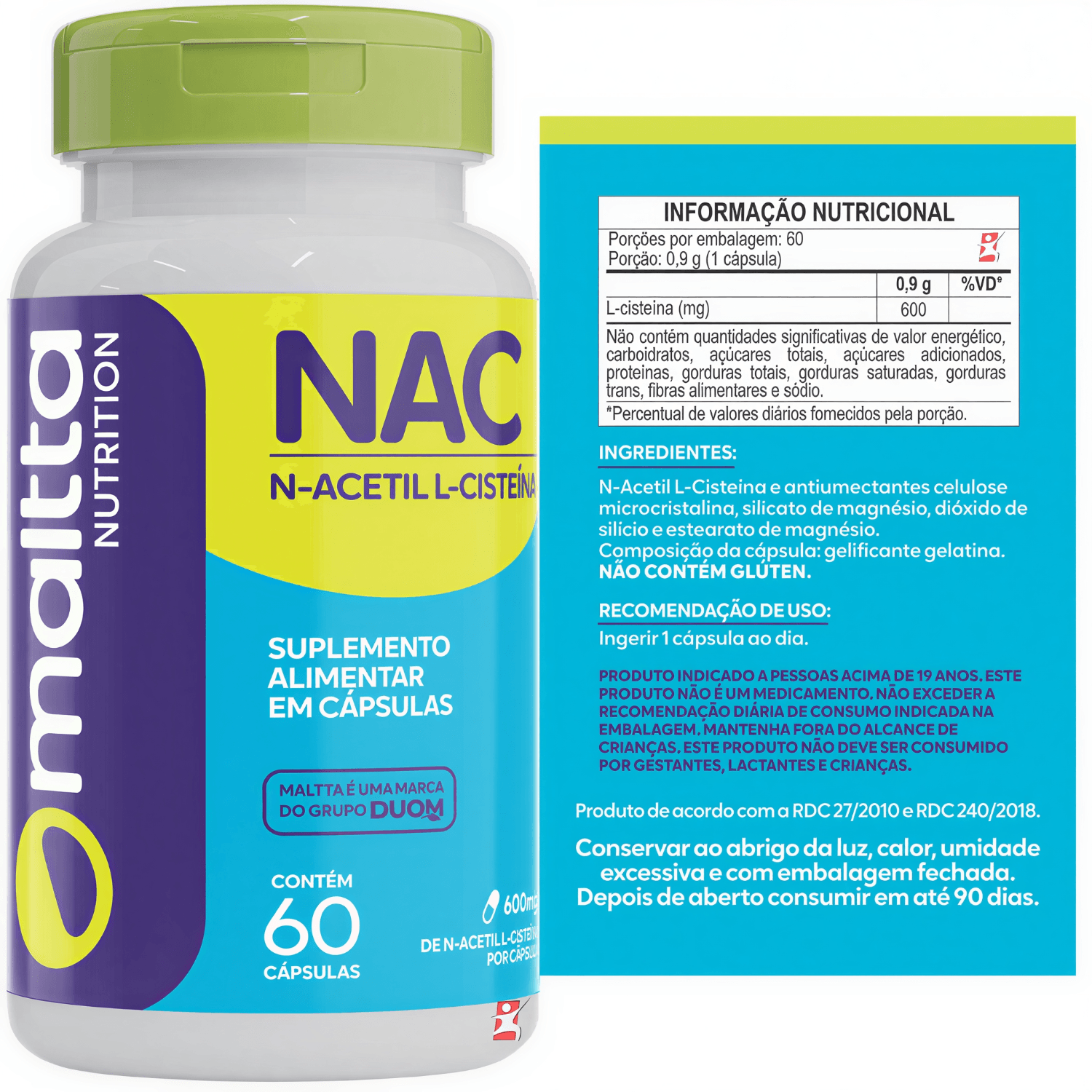 NAC N-Acetil L-Cisteína Maltta Nutrition 60 Cápsulas