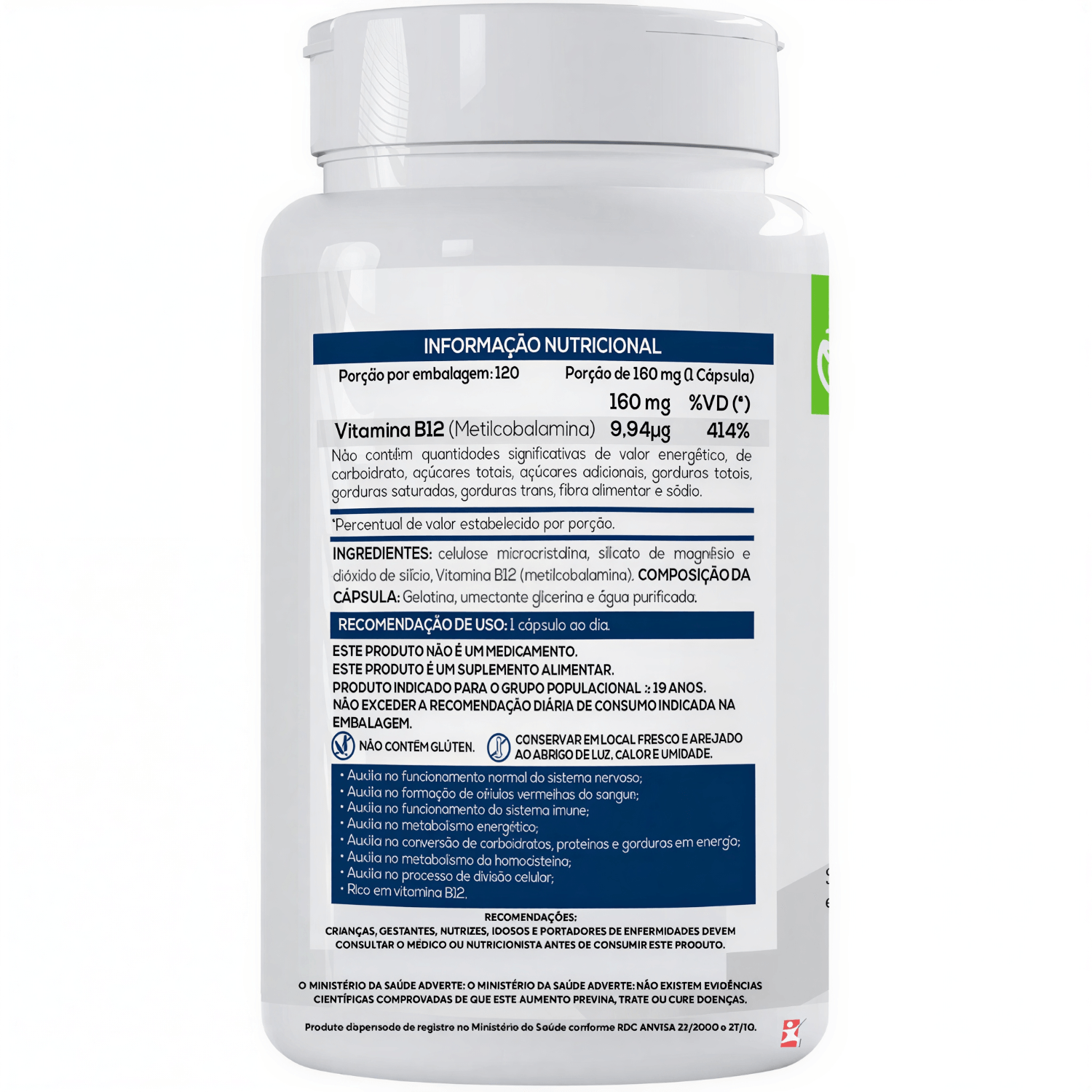 Vitamina B12 Concentrada Metilcobalamina Bionutri 120 Cápsulas