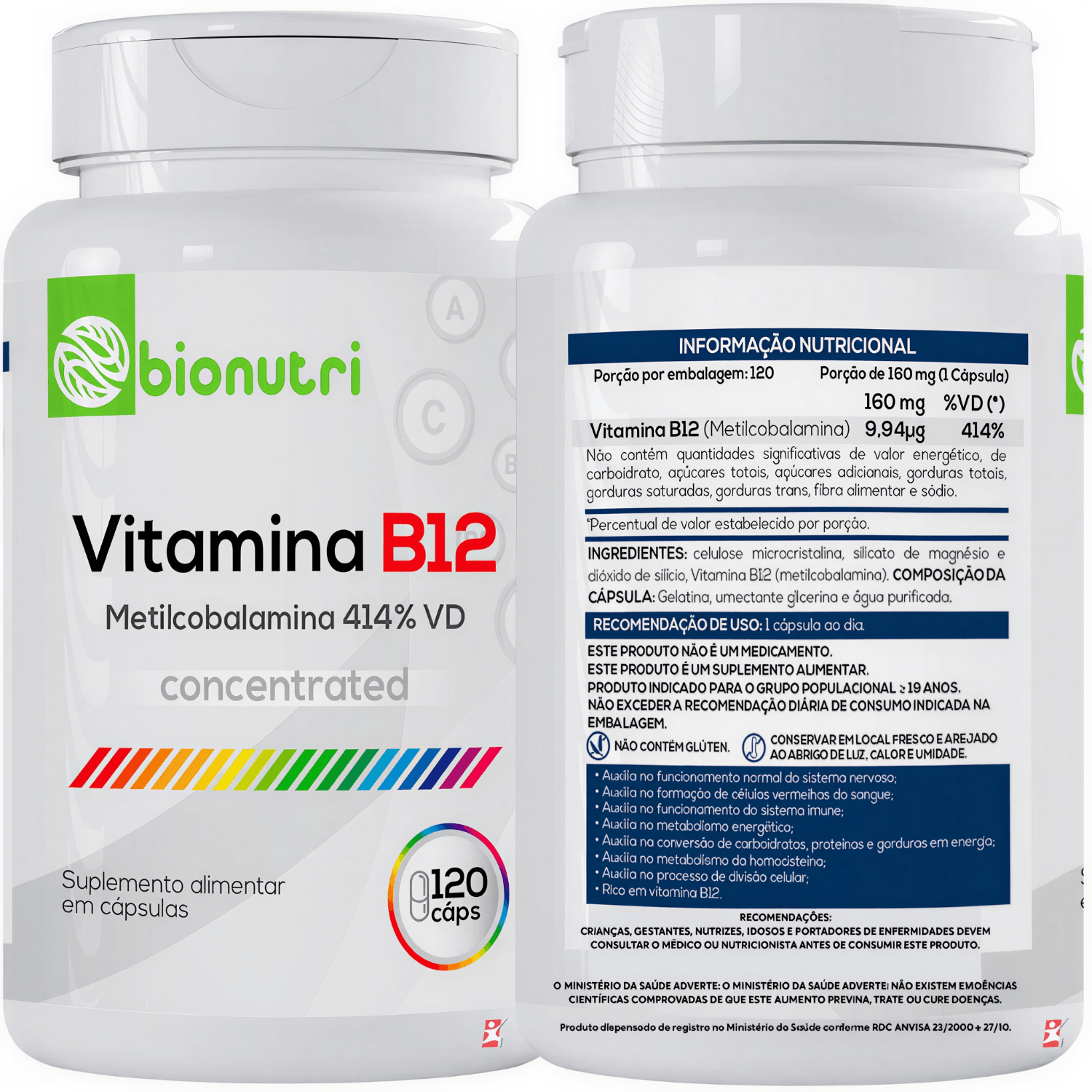 Vitamina B12 Concentrada Metilcobalamina Bionutri 120 Cápsulas