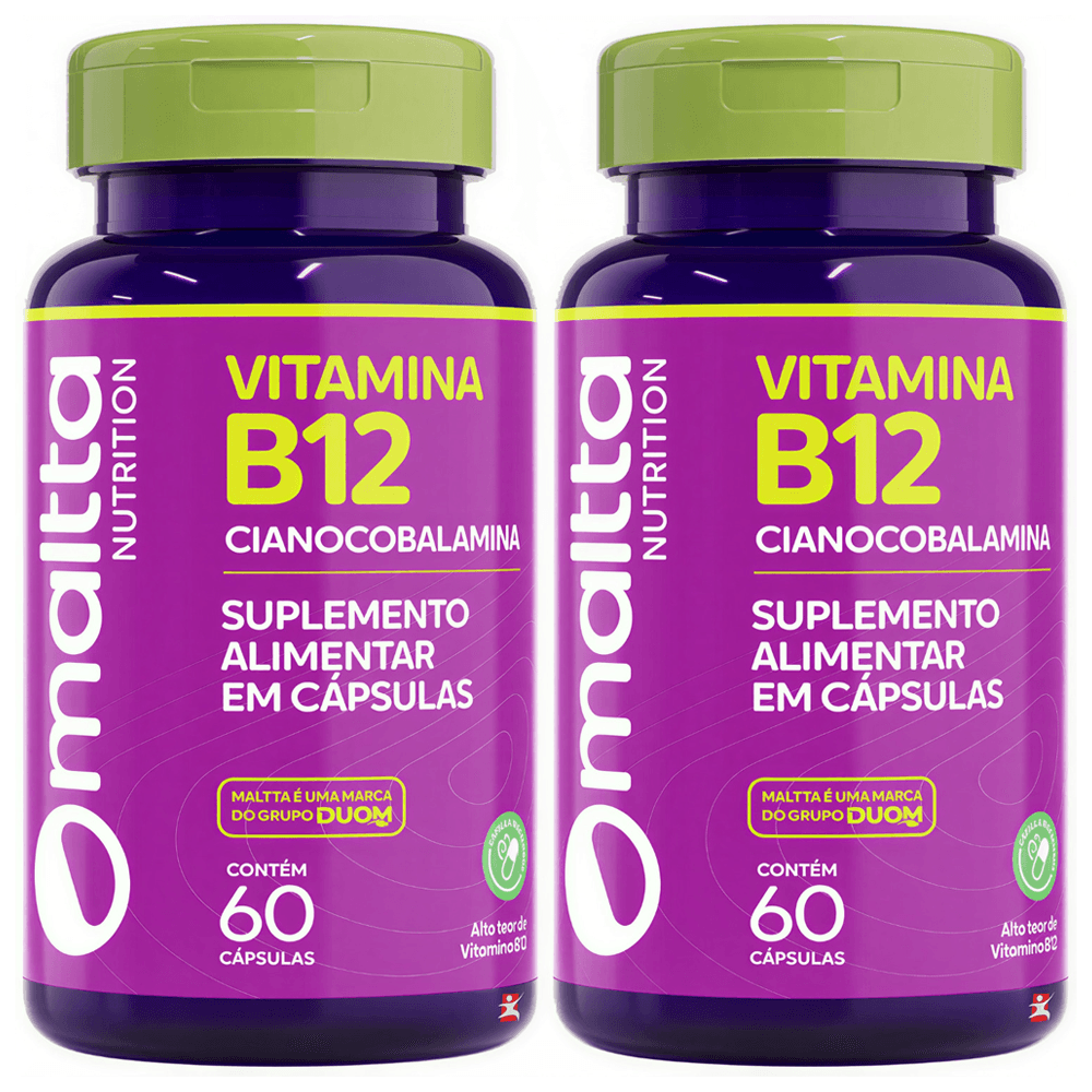 Kit 2 Vitamina B12 Cianocobalamina Concentrada Maltta Nutrition 60 Cápsulas