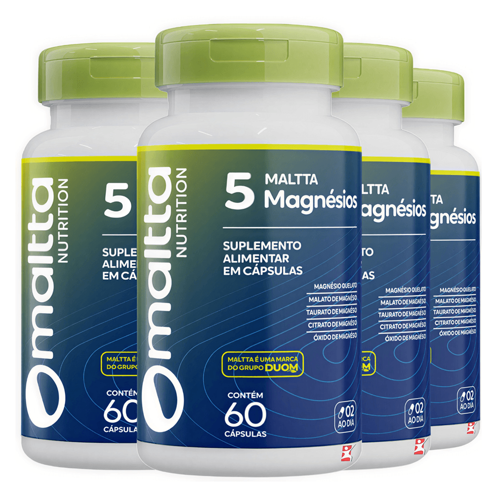 Kit 4 Maltta 5 Magnésios Maltta Nutrition 60 Cápsulas