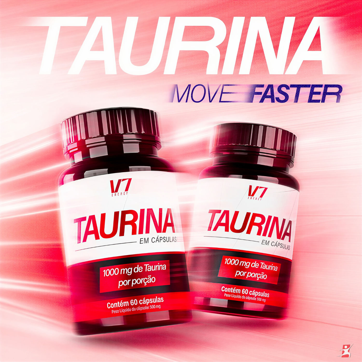 Kit 6 Taurina V7 Energy 1000mg 60 Cápsulas