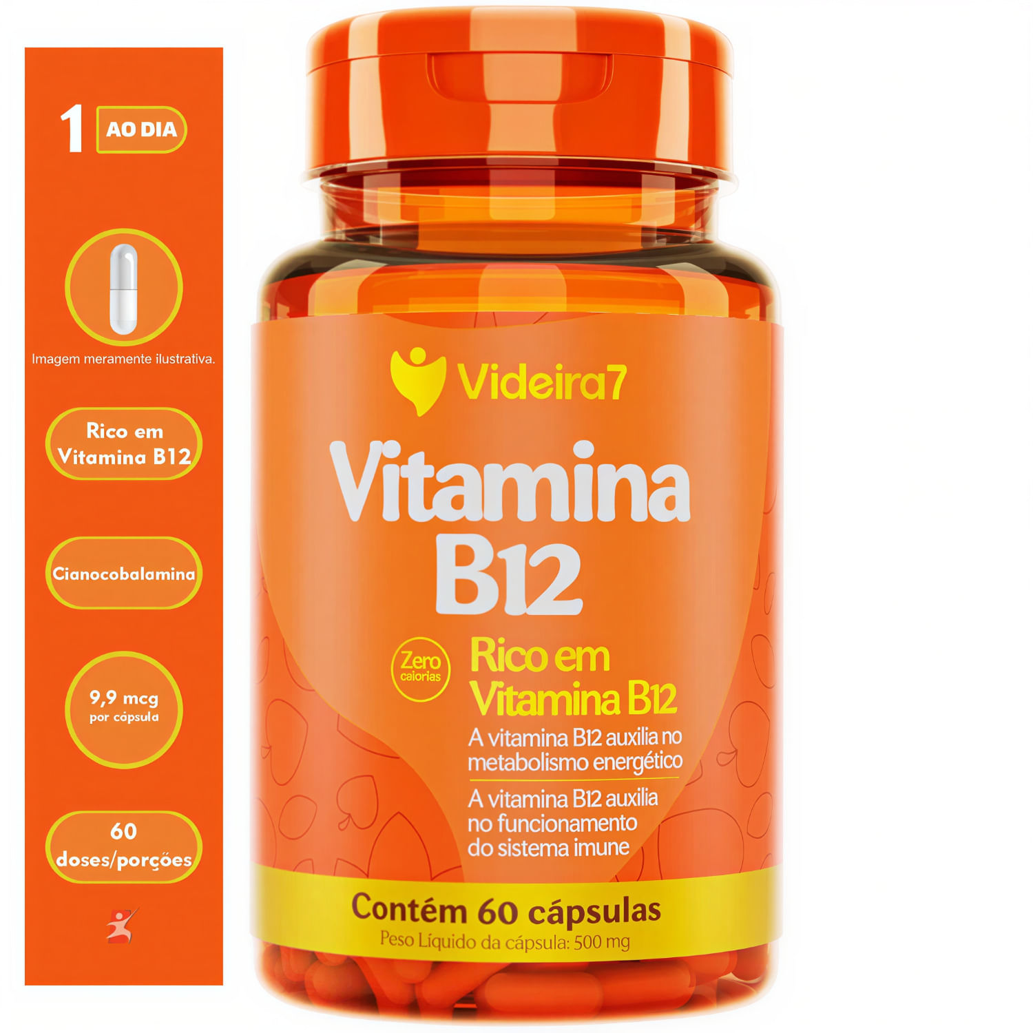 Vitamina B12 Videira7 60 Cápsulas