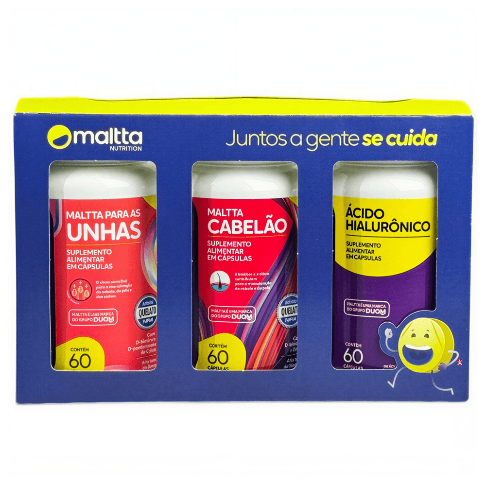 Kit Maltta Nutrition Cabelão 60 Cápsulas + Ácido Hialurônico 60 Cápsulas + Maltta Para Unhas 60 Cápsulas