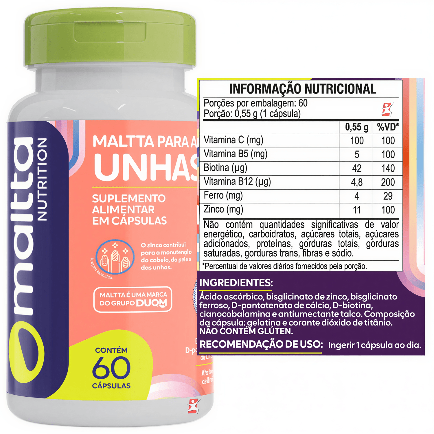 Kit Maltta Nutrition Cabelão 60 Cápsulas + Ácido Hialurônico 60 Cápsulas + Maltta Para Unhas 60 Cápsulas