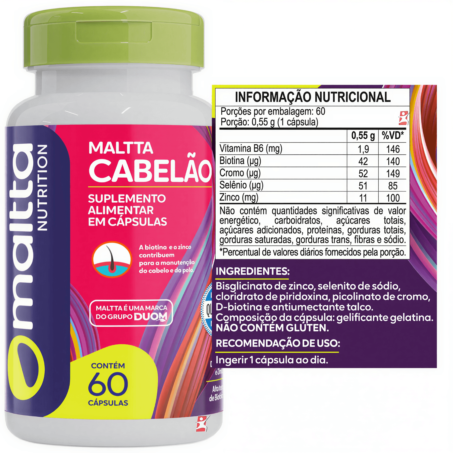 Kit Maltta Nutrition Cabelão 60 Cápsulas + Ácido Hialurônico 60 Cápsulas + Maltta Para Unhas 60 Cápsulas