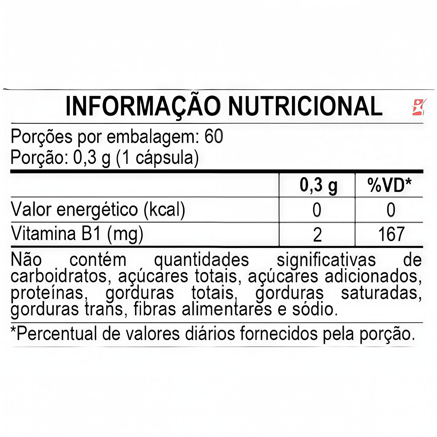 Vitamina B1 2mg Tiamina Concentrada Apisnutri 60 Cápsulas
