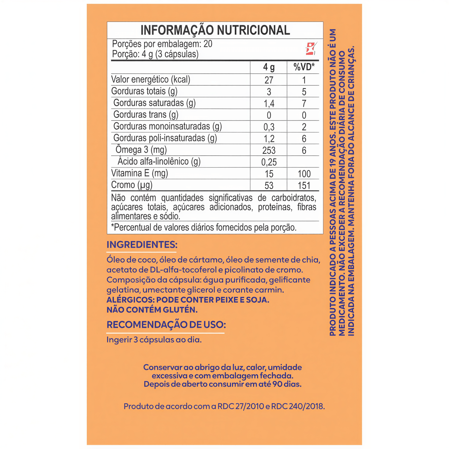 Summer Oleo De Cártamo, Chia, Coco E Cromo Maltta Nutrition 60 Cápsulas