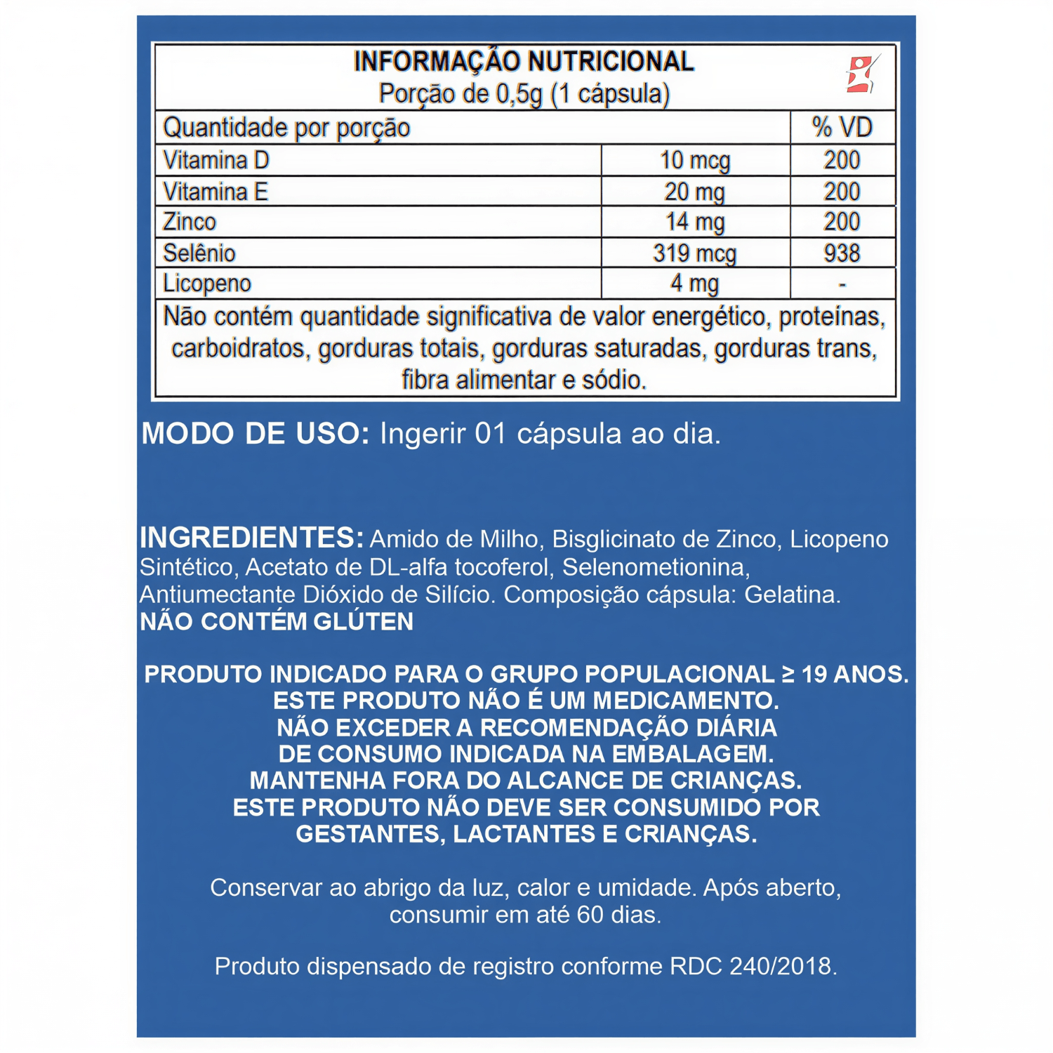 Prosta Caps Homem Licopeno + Vitaminas D e E + Zinco + Selênio Muwiz 60 Cápsulas