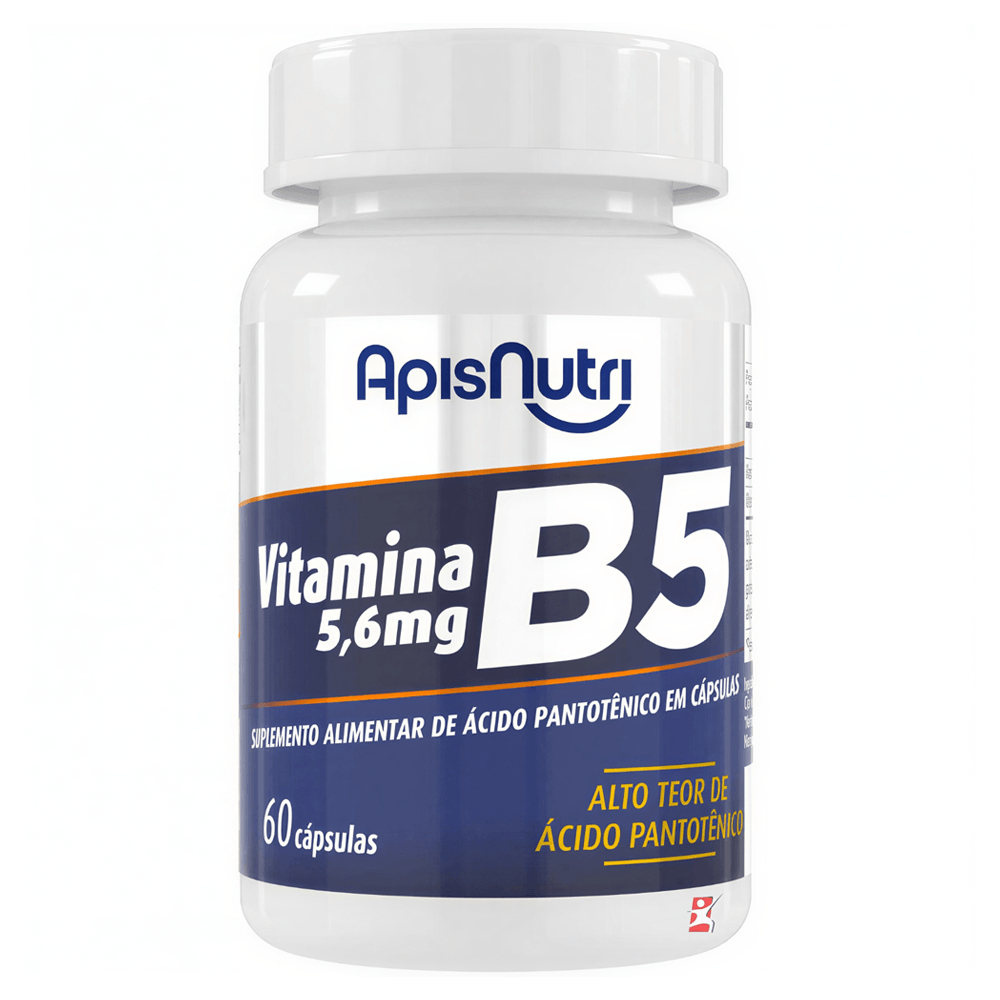 Vitamina B5 5,6mg Concentrada D-pantotenato De Cálcio Apisnutri 60 Cápsulas