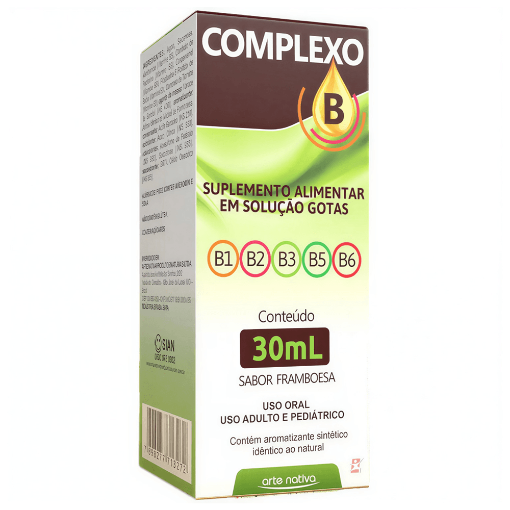 Complexo B Em Gotas Com 5 Vitaminas Arte Nativa 30ml