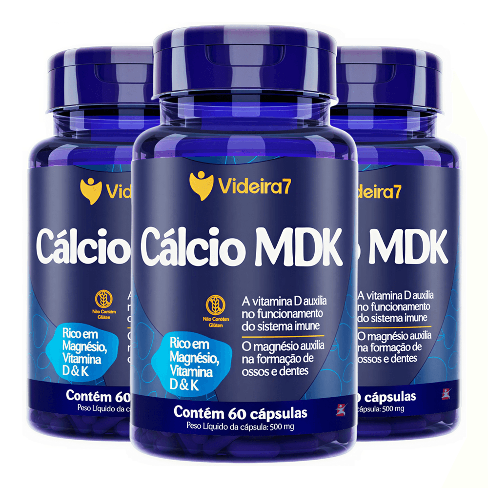 Kit 3 Cálcio Mdk Videira7 60 Cápsulas