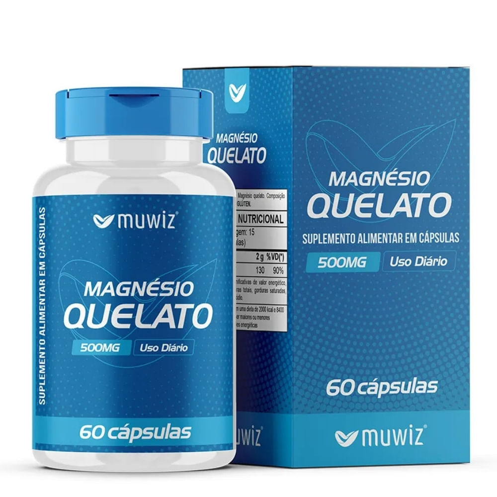 Magnésio Quelato Muwiz 500mg 60 Cápsulas