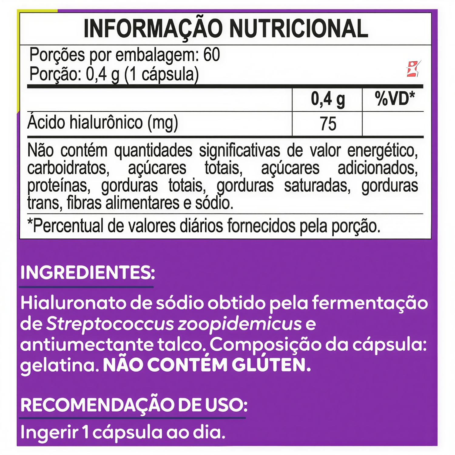 Ácido Hialurônico Maltta Nutrition 75mg 60 Cápsulas
