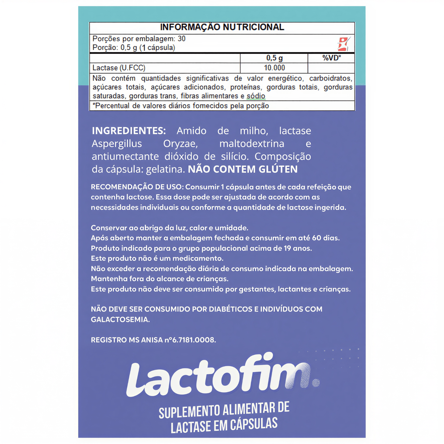 Suplemento Alimentar De Lactase Lactofim Muwiz 30 Cápsulas
