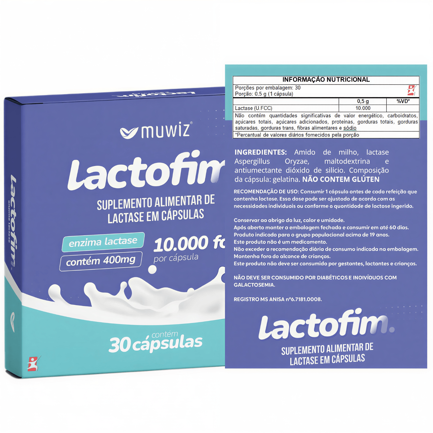 Suplemento Alimentar De Lactase Lactofim Muwiz 30 Cápsulas
