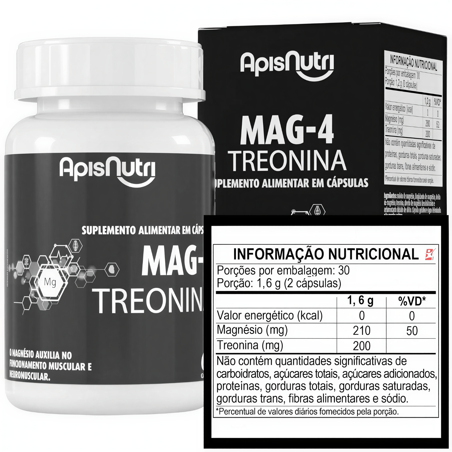 Mag-4 Treonina Apisnutri 60 Cápsulas