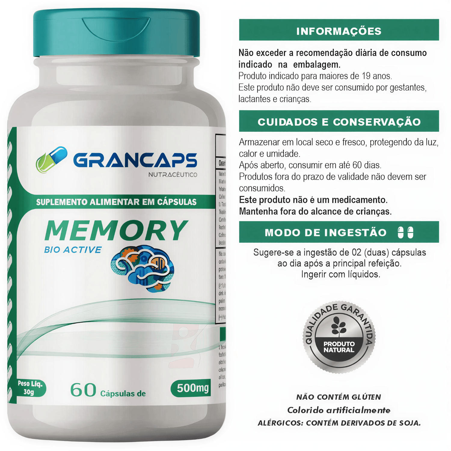 Kit 2 Memory Bio Active Grancaps 60 Cápsulas