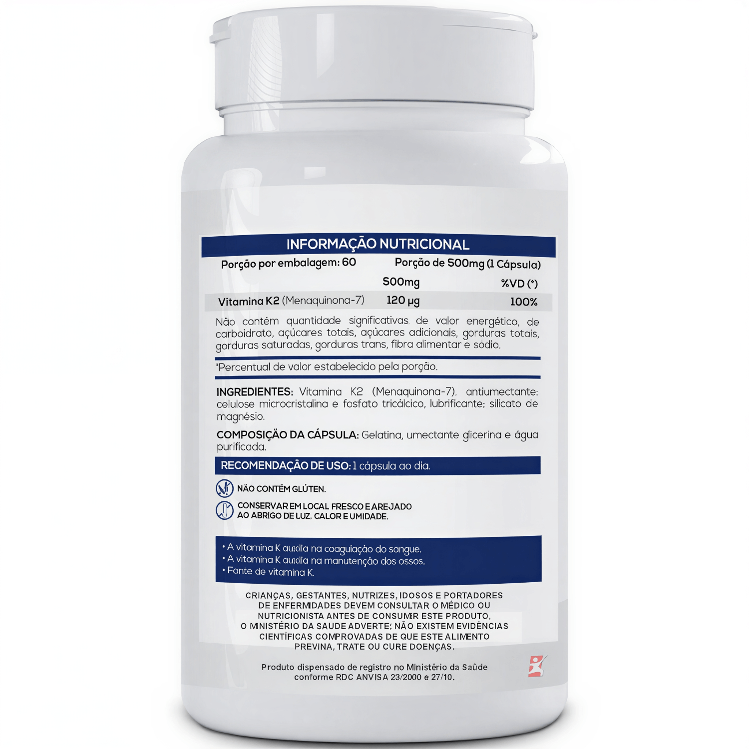 Vitamina K2 Menaquinona Mk-7 Concentrada Bionutri 60 Cápsulas