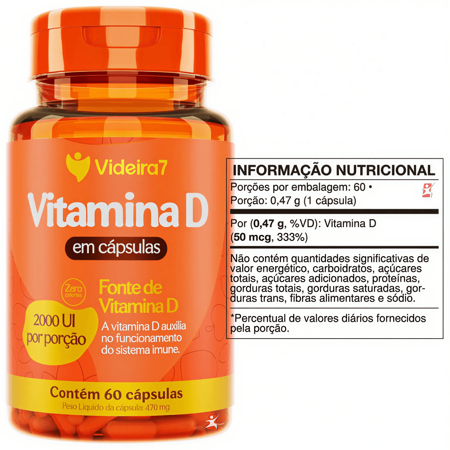 Vitamina D Videira7 60 Cápsulas