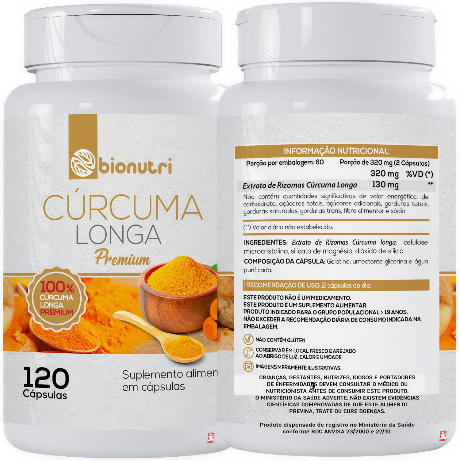 Cúrcuma Longa Premium Bionutri 120 Cápsulas