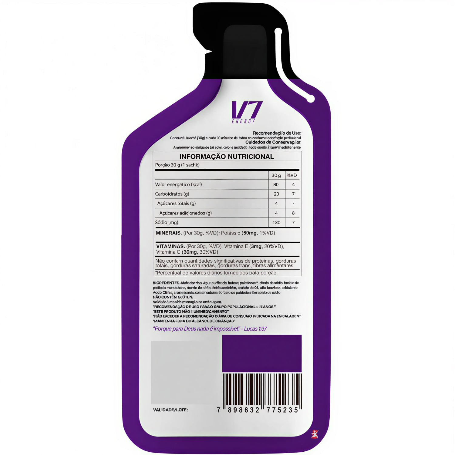 Kit 10 Carbogel V7 Energy Açaí Com Banana Sachês 30g