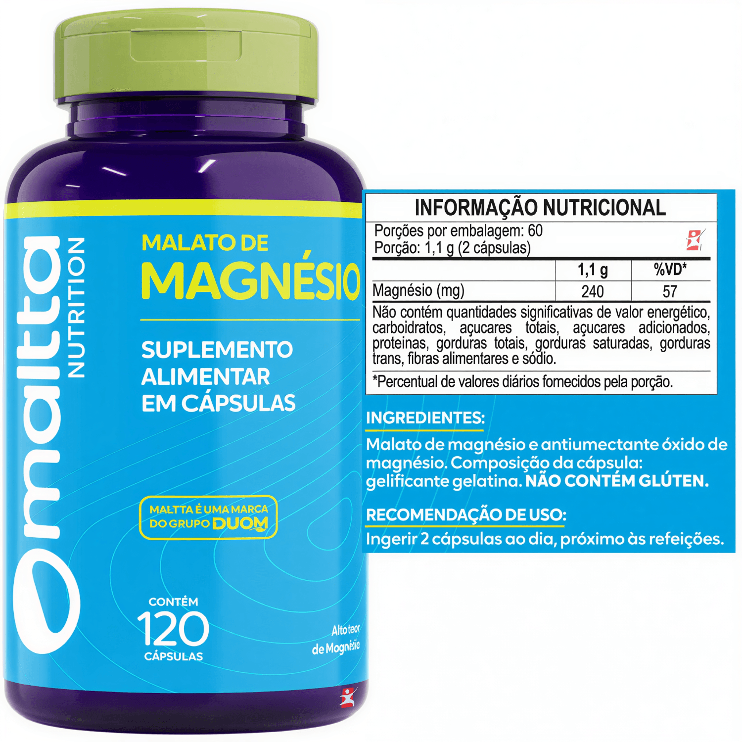 Malato De Magnésio Maltta Nutrition 120 Cápsulas