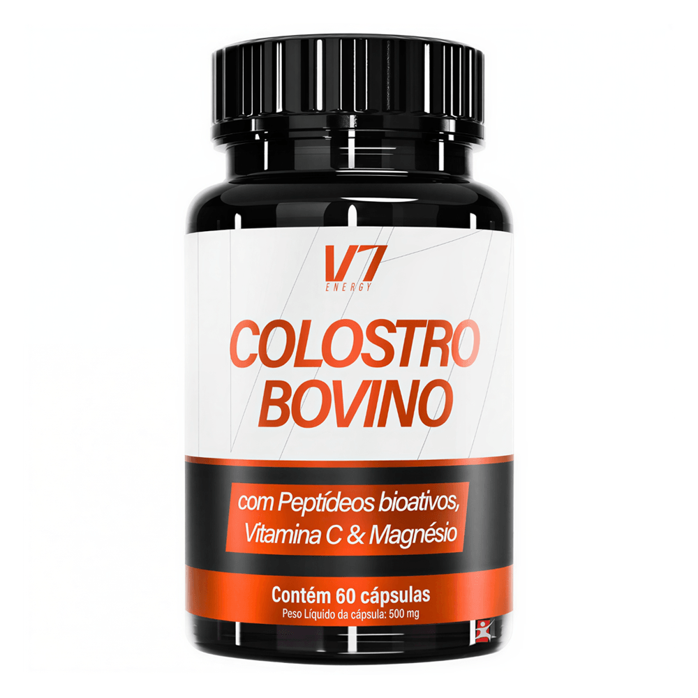 Colostro Bovino Com Peptídeos Bioativos + Vitamina C + Magnésio V7 Energy 60 Cápsulas