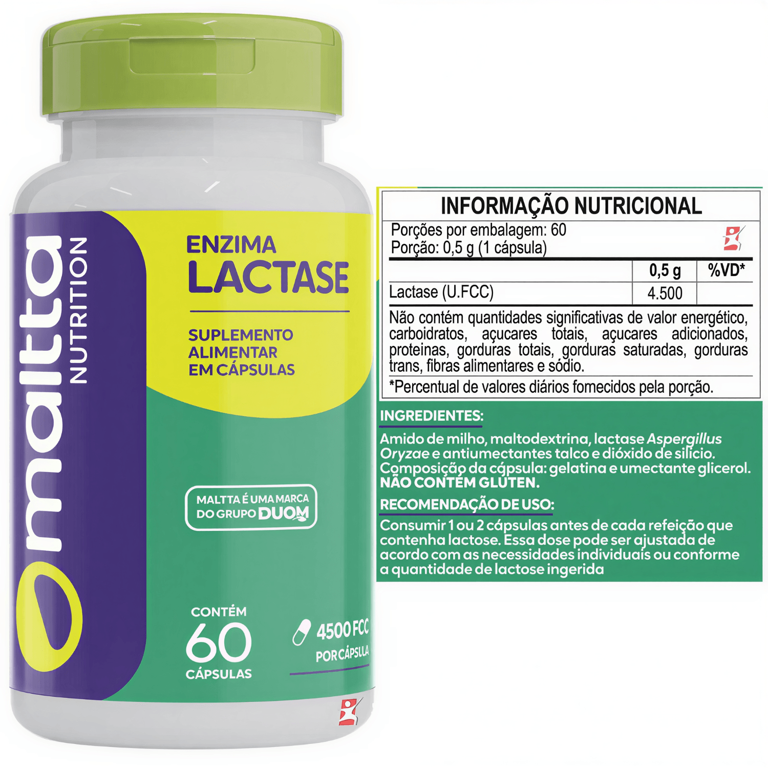 Enzima Lactase Maltta Nutrition 60 Cápsulas