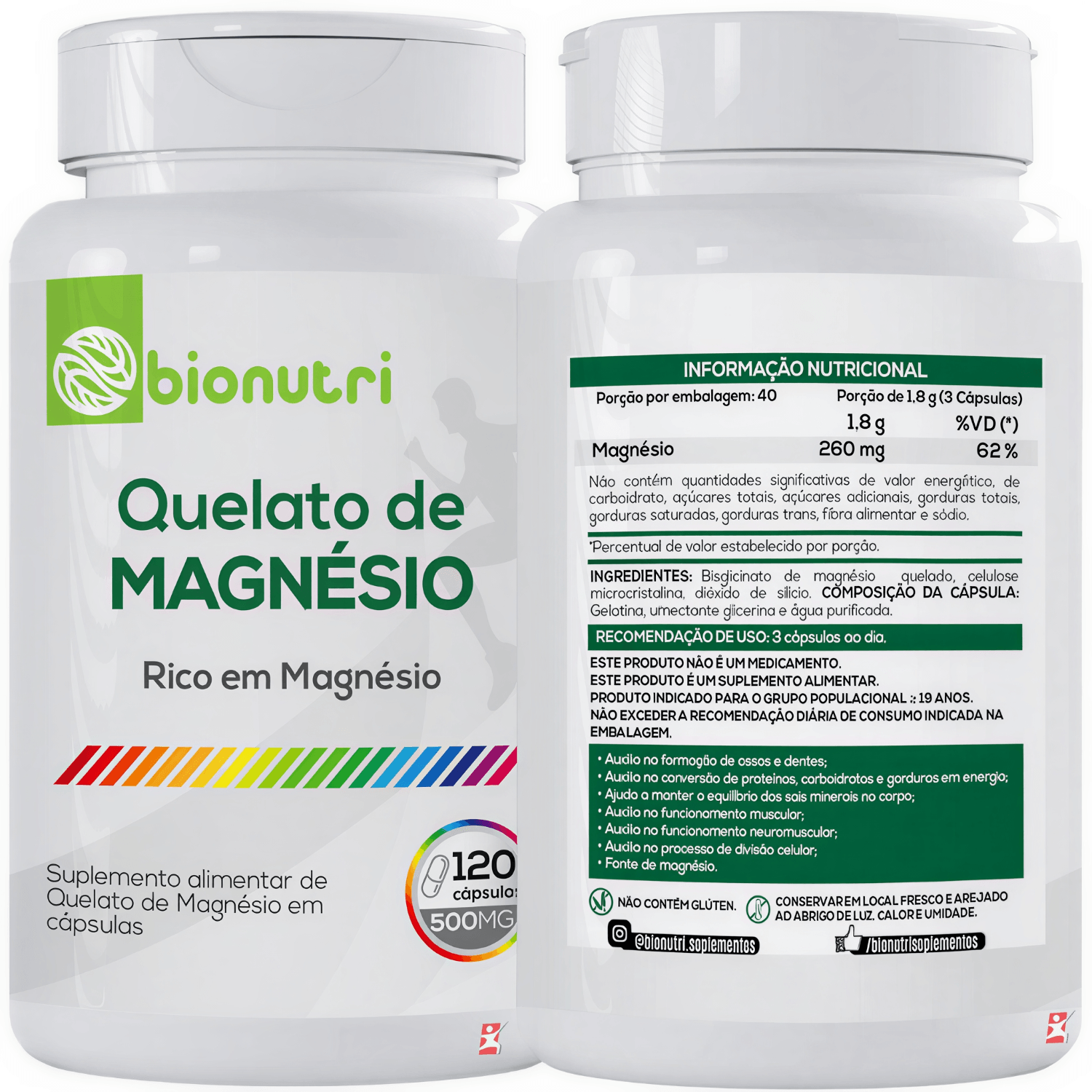 Quelato De Magnésio Bionutri 120 Cápsulas