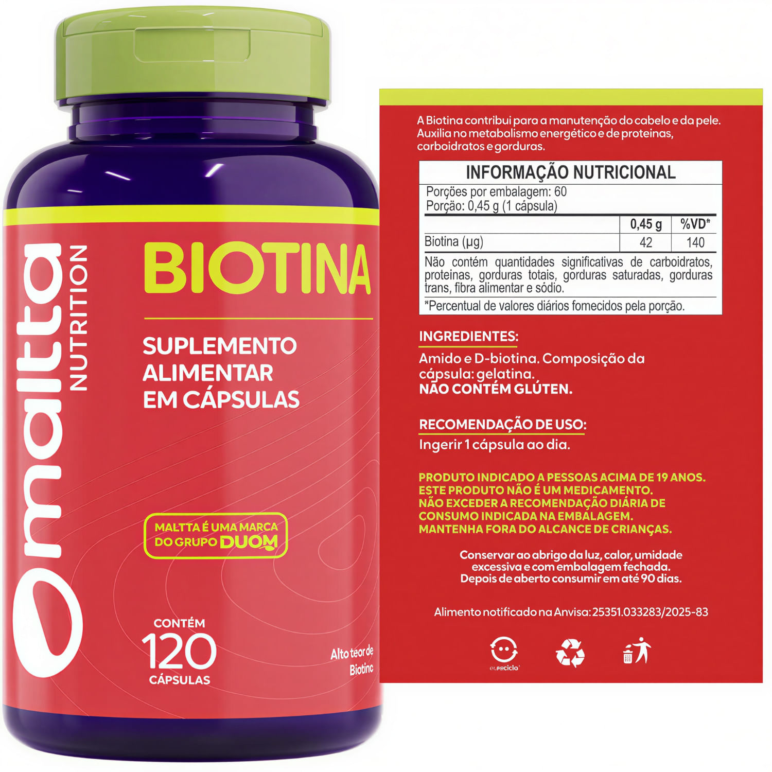 Kit 4 Biotina Maltta Nutrition 120 Cápsulas