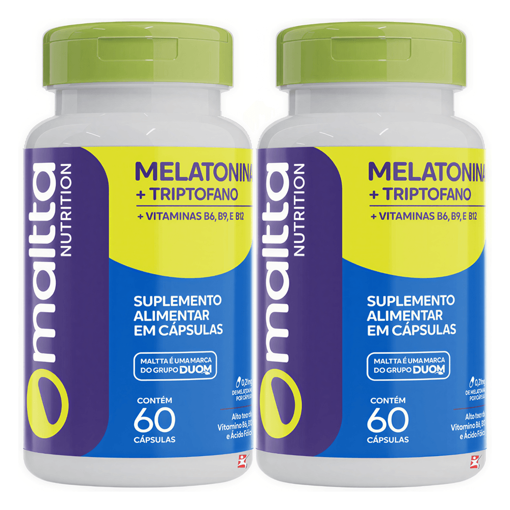 Kit 2 Melatonina + Triptofano + Vitaminas Mallta Nutrition 60 Cápsulas