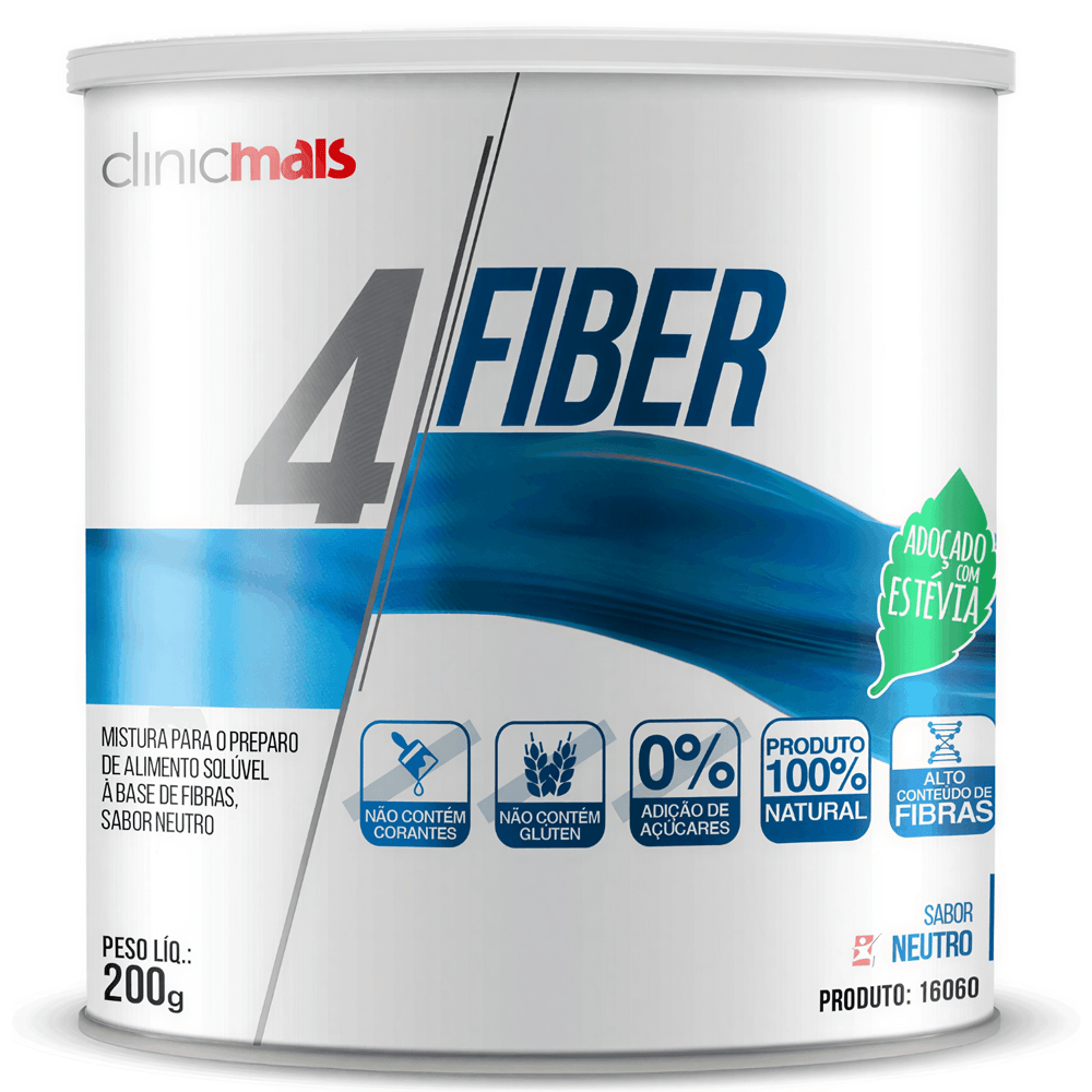 4 Fiber Prebiótico Regulador Intestinal Sabor Neutro Clinicmais 200g