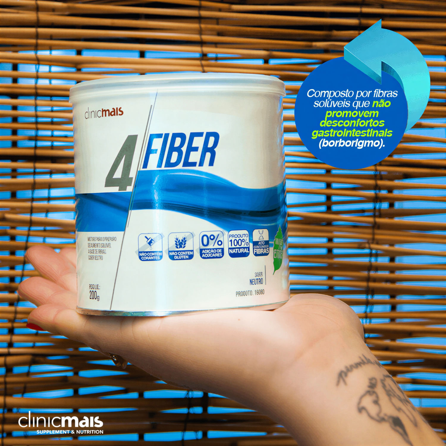 4 Fiber Prebiótico Regulador Intestinal Sabor Neutro ClinicMais 200g