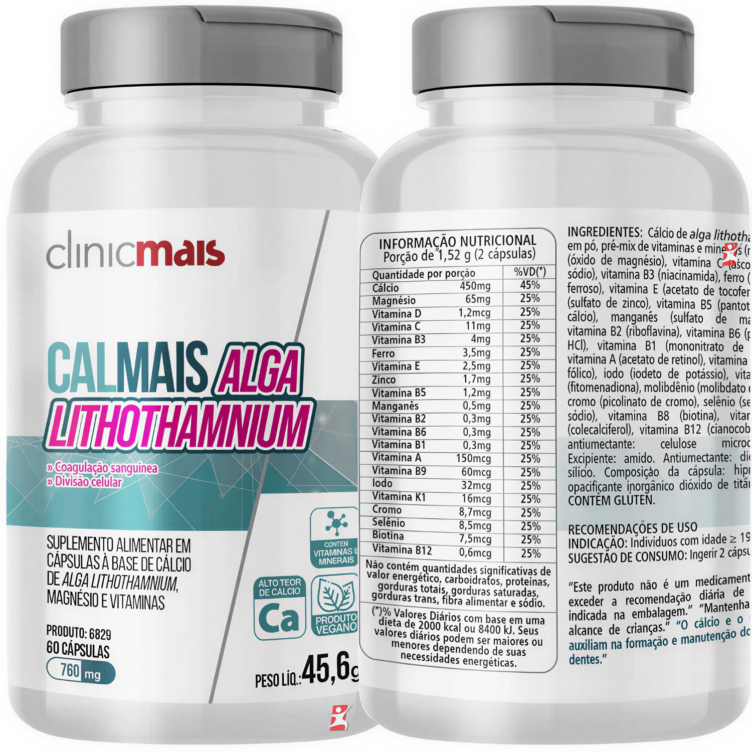 Calmais Alga Lithothamnium Clinicmais 60 Cápsulas