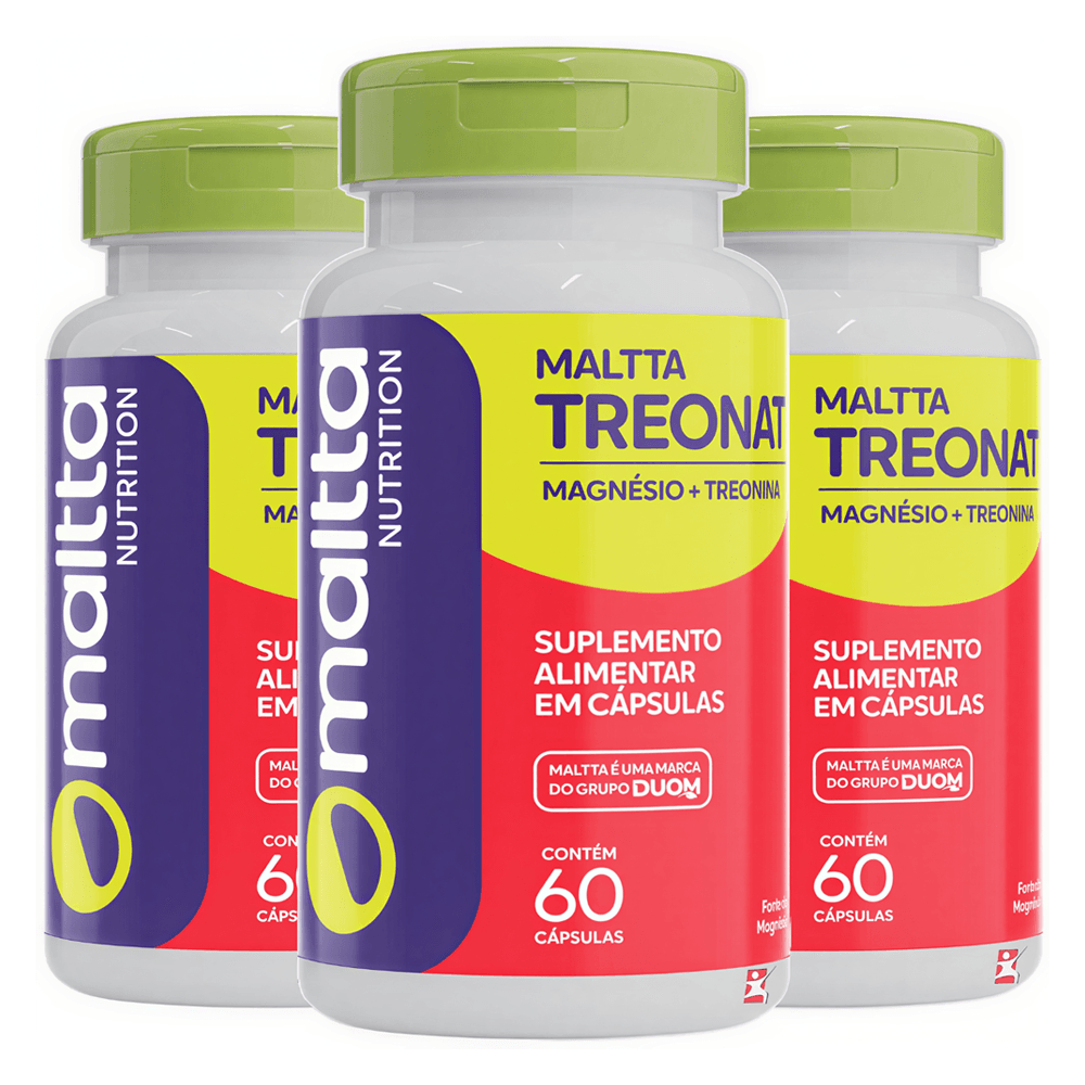 Kit 3 Magnésio Treonato + Treonina Malt­ta Nutrition 60 Cápsulas