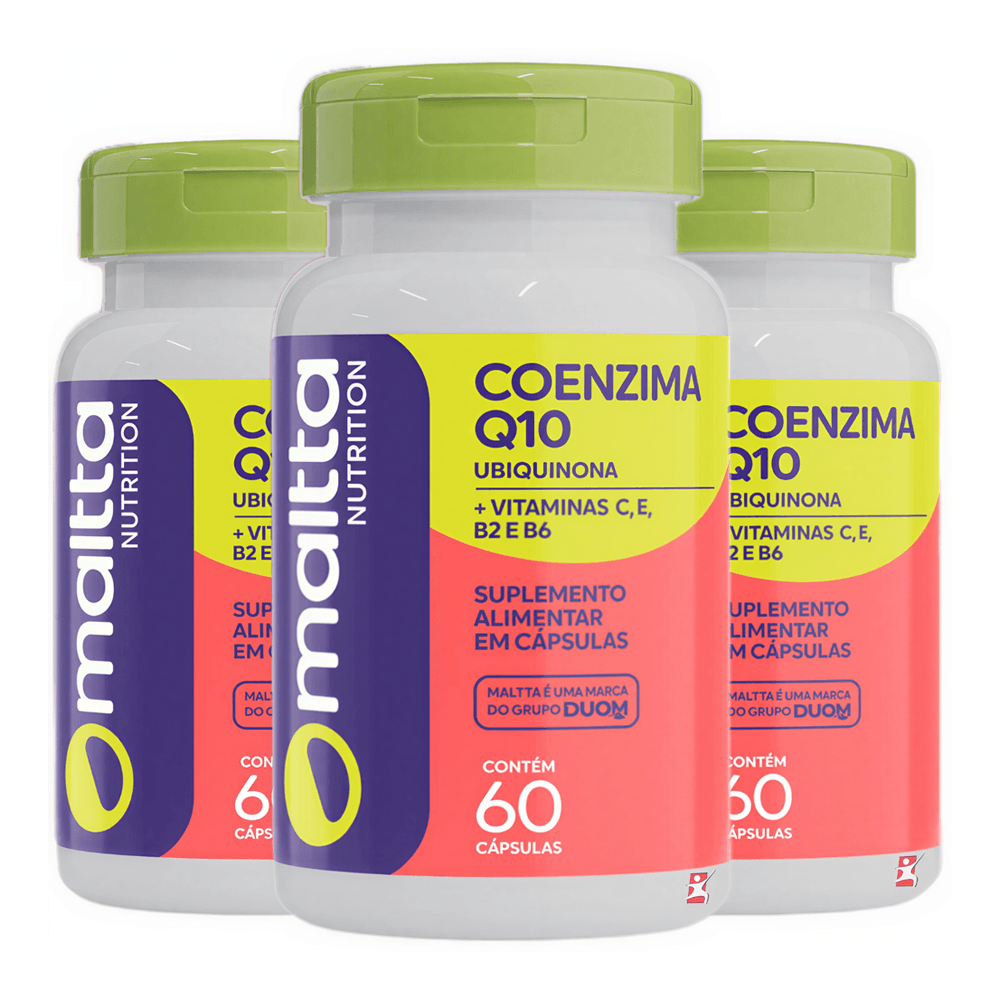 Kit 3 Coenzima Q10 Ubiquinona Com Vitaminas Maltta Nutrition 60 Cápsulas