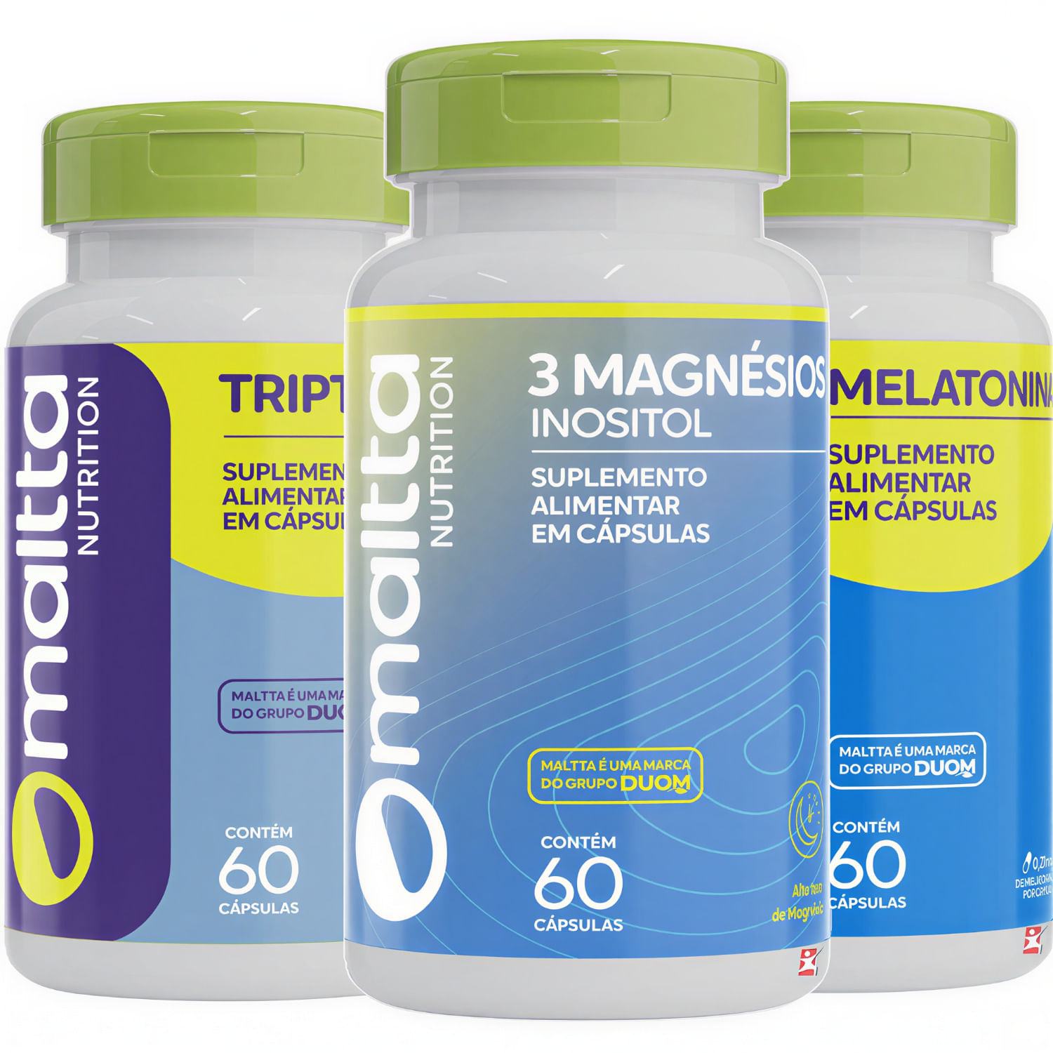 Kit Maltta Nutrition 3 Magnésios Inositol + Melatonina + Triptofano 60 Cápsulas Cada