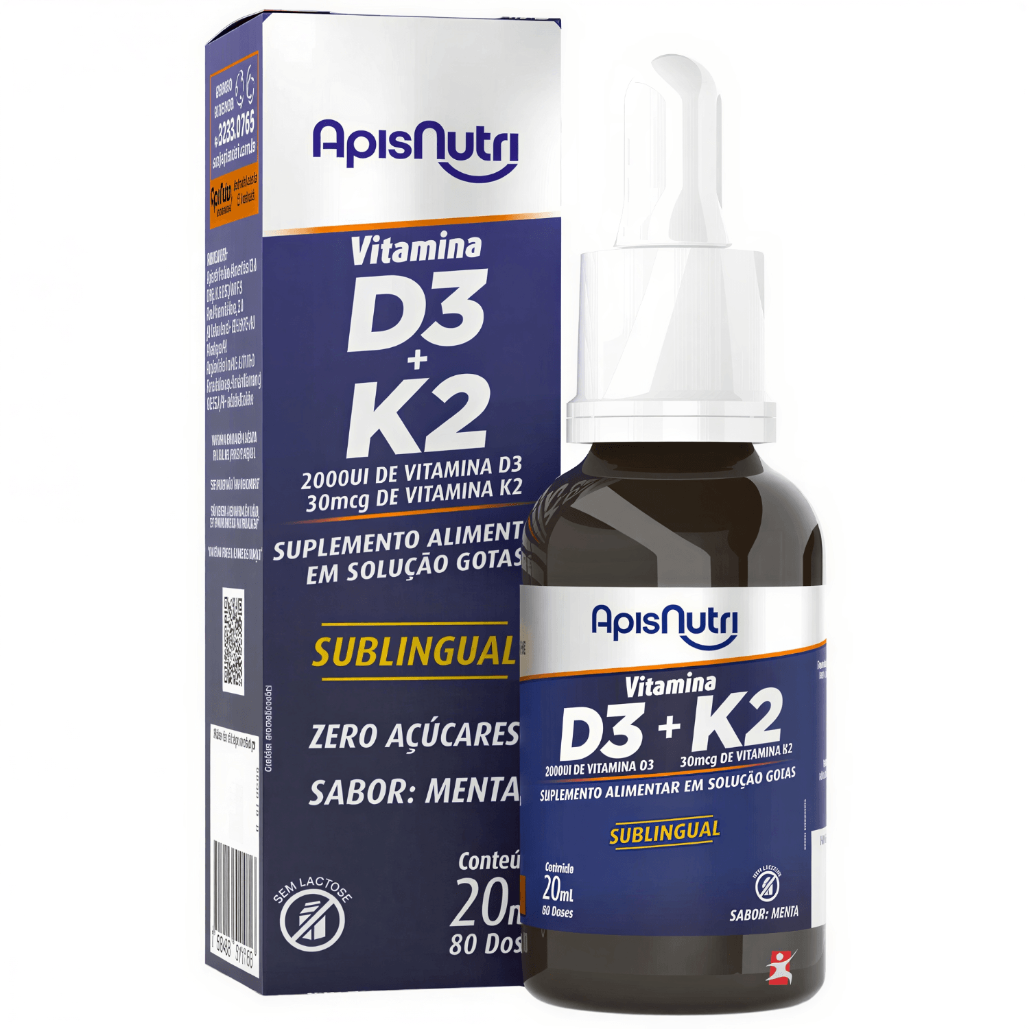 Vitamina D3 + Vitamina K2 Apisnutri Menta 20ml